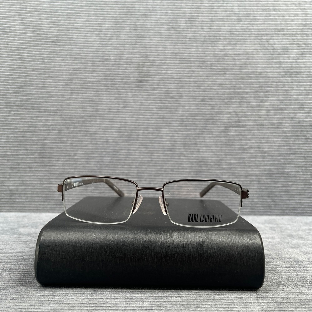 Karl Lagerfeld 205 502 Brown Rectangular Semi Rimless Y2k Eyeglasses Frames